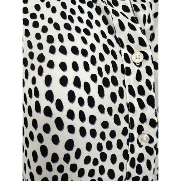 J Crew Factory Women’s XS Blouse Career Black White Spotted Button Up Su19 New - Picture 3 of 9